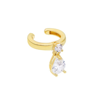 Gold Teardrop Dangle Ear Cuff - Adina Eden's Jewels