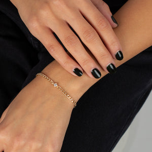  Diamond Solitaire Bezel Cuban Bracelet 14K - Adina Eden's Jewels