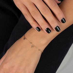  Dangling Open Stars Charm Bracelet 14K - Adina Eden's Jewels