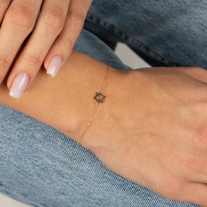  Mini Solid Star Of David Bracelet 14K - Adina Eden's Jewels