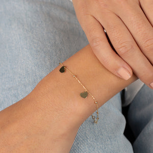  Dangling Heart Charm Bracelet 14K - Adina Eden's Jewels