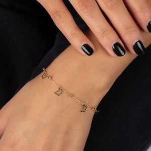 Dangling Open Butteflies Charm Bracelet 14K - Adina Eden's Jewels