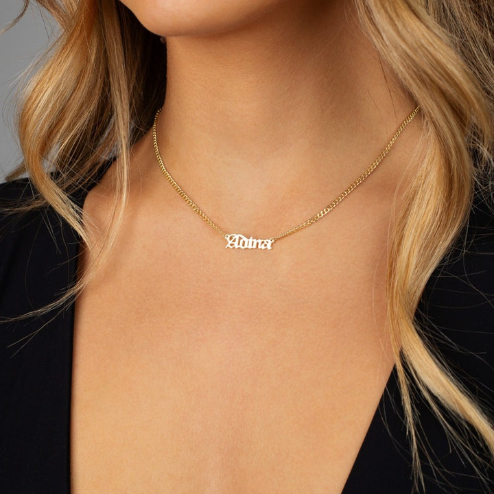 Old English font necklace gold Gothic custom necklace initial necklace  personalized necklace Gothic necklaces for women