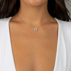  Diamond Baguette X Pave Butterfly 14K - Adina Eden's Jewels