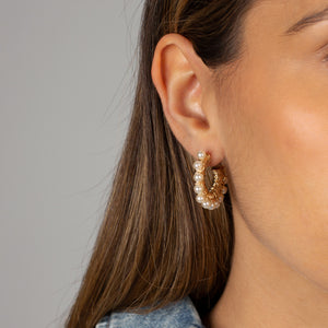  Gold Filled Multi Pearl Hoop Earring - Adina Eden's Jewels