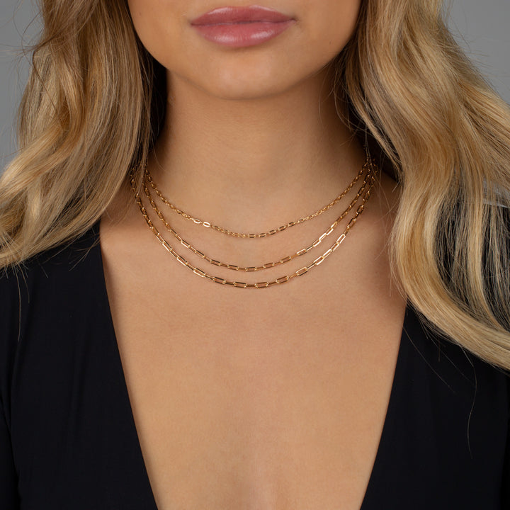  Triple Layered Graduated Paperclip Necklace - Adina Eden's Jewels