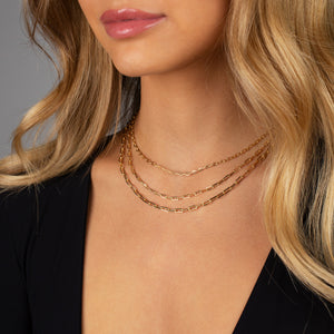  Triple Layered Graduated Paperclip Necklace - Adina Eden's Jewels