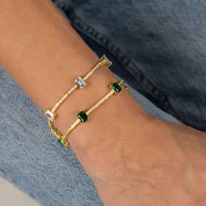  Colored Pave X Emerald Tennis Bracelet - Adina Eden's Jewels
