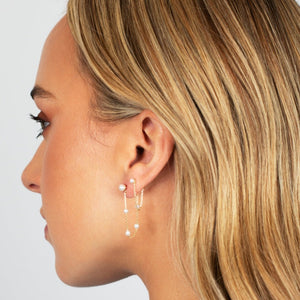  Pearl Chain Front Back Stud Earring 14K - Adina Eden's Jewels