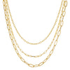 Gold Three In One Oval Chain Necklace - Adina Eden's Jewels