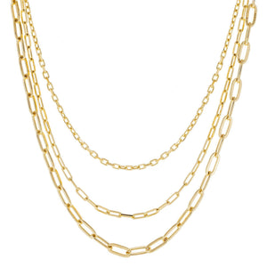 Gold Three In One Oval Chain Necklace - Adina Eden's Jewels