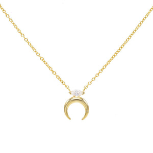 Gold Cowhorn Stone Necklace - Adina Eden's Jewels