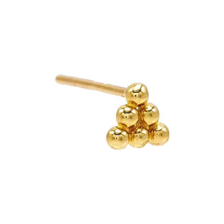 14K Gold / Single Beaded Triangle Stud Earring 14K - Adina Eden's Jewels