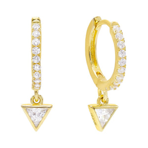 Gold Pavé Triangle Huggie Earring - Adina Eden's Jewels