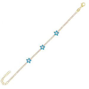 Turquoise Pastel Flower Tennis Bracelet - Adina Eden's Jewels