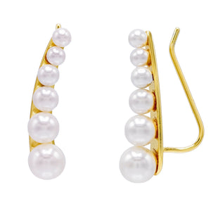 Pearl White Pearl Ear Climber - Adina Eden's Jewels