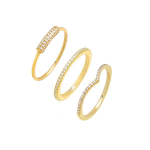 Gold / 5 Pavé Queen Ring Combo Set - Adina Eden's Jewels