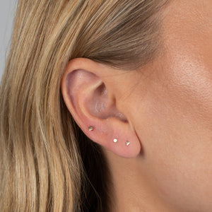  Itty Bitty Flat Triangle Threaded Stud Earring 14K - Adina Eden's Jewels