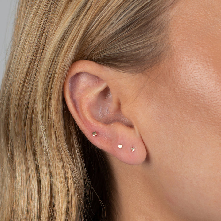  Itty Bitty Flat Triangle Threaded Stud Earring 14K - Adina Eden's Jewels