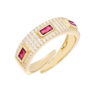 Magenta Colored Baguette Stone Ring - Adina Eden's Jewels