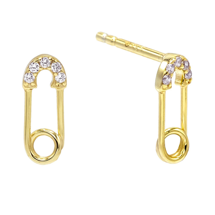Gold Extra Small Safety Pin Stud Earring - Adina Eden's Jewels