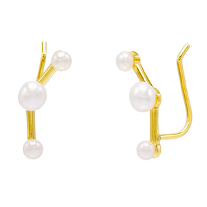 Pearl White Pearl Trio Ear Climber - Adina Eden's Jewels