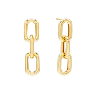 Gold Large Link Drop Stud Earring - Adina Eden's Jewels