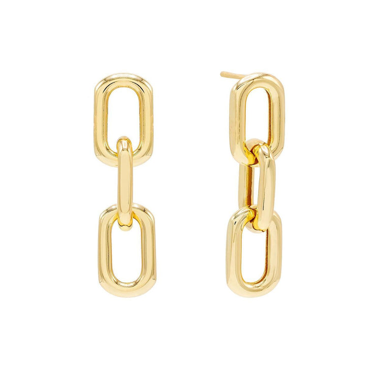 Gold Large Link Drop Stud Earring - Adina Eden's Jewels