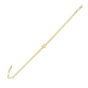 14K Gold / Engraved Heart Chain Bracelet 14K - Adina Eden's Jewels