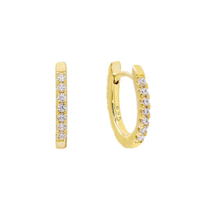 Gold Pavé Oval Huggie Earring - Adina Eden's Jewels