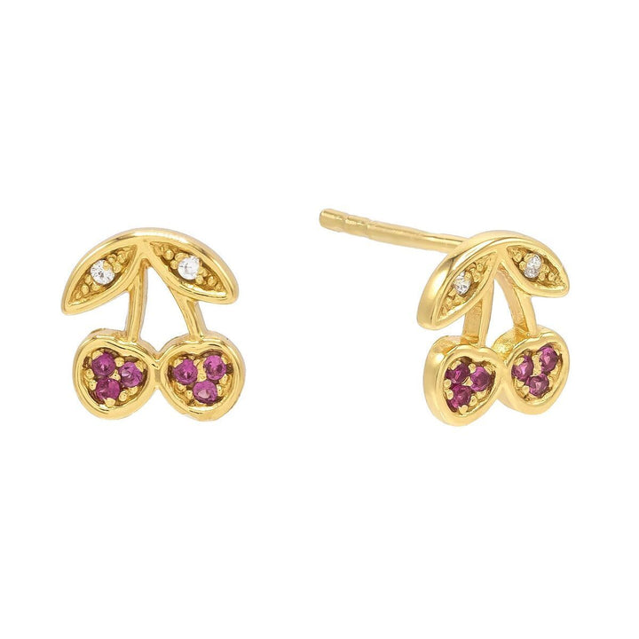 Magenta Cherry Stone Stud Earring - Adina Eden's Jewels