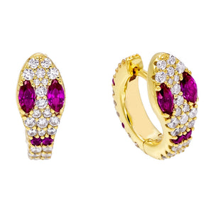 Magenta Pavé Snake Huggie Earring - Adina Eden's Jewels