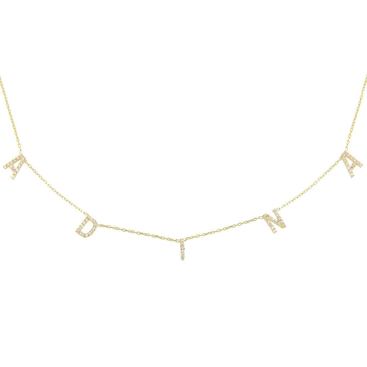 Gold Pavé Block Name Necklace - Adina Eden's Jewels