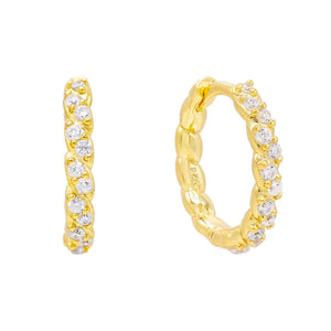 Gold CZ Rope Huggie Earring - Adina Eden's Jewels