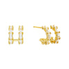 Gold Double Row Baguette Huggie Earring - Adina Eden's Jewels