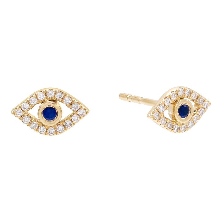Sapphire Blue Diamond Evil Eye Stud Earring 14K - Adina Eden's Jewels