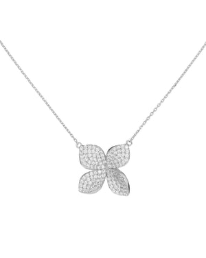 Silver Pavé Flower Necklace - Adina Eden's Jewels