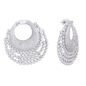 Silver Bezel X Pavé Hoop Earring - Adina Eden's Jewels