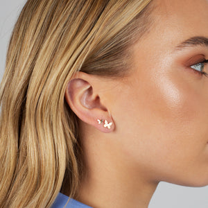  Solid Butterfly Threaded Stud Earring 14K - Adina Eden's Jewels