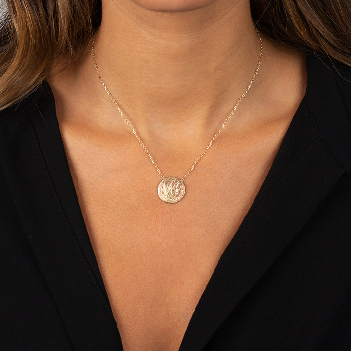  Double Sided Greek Coin Necklace 14K - Adina Eden's Jewels