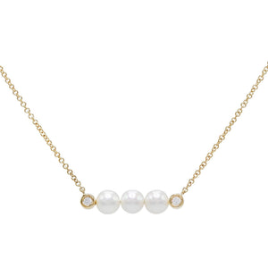 14K Gold Pearl Bezel Necklace 14K - Adina Eden's Jewels