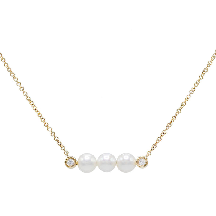 14K Gold Pearl Bezel Necklace 14K - Adina Eden's Jewels