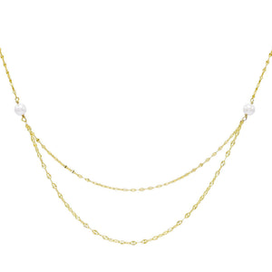 Pearl White Double Chain Necklace - Adina Eden's Jewels