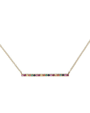 14K Gold Rainbow Long Bar Necklace 14K - Adina Eden's Jewels