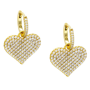 Gold Pavé Heart Huggie Earring - Adina Eden's Jewels