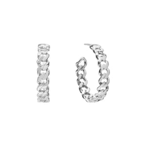 Silver Cuban Link Hoop Earring - Adina Eden's Jewels