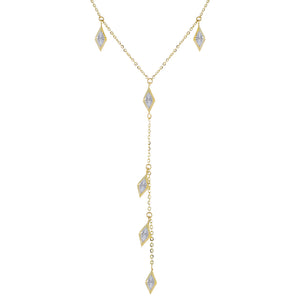 14K Gold Dangling Diamond Cut Charm Lariat 14K - Adina Eden's Jewels