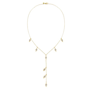  Dangling Diamond Cut Charm Lariat 14K - Adina Eden's Jewels