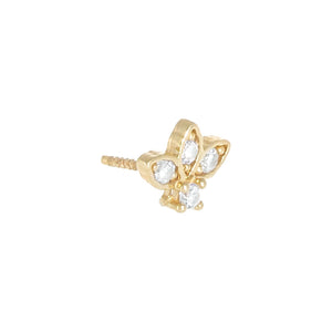 14K Gold / Single CZ Cluster Threaded Stud Earring 14K - Adina Eden's Jewels