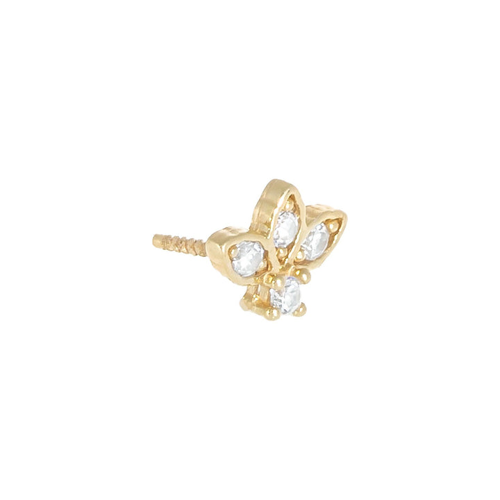 14K Gold / Single CZ Cluster Threaded Stud Earring 14K - Adina Eden's Jewels